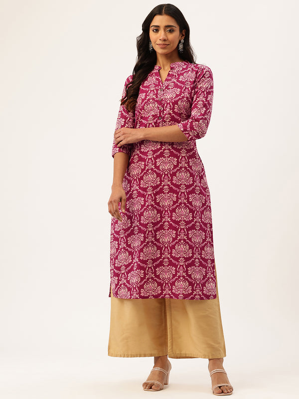 Graceful Long Kurta with 3/4 Sleeves and Button accents A Perfect Fusion of Comfort and Style