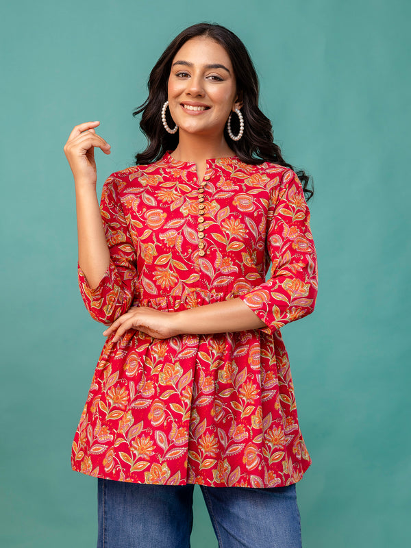 Top – Mandarin Collar, 3/4 Sleeves, Flattering Fit (Sizes S–XXL)