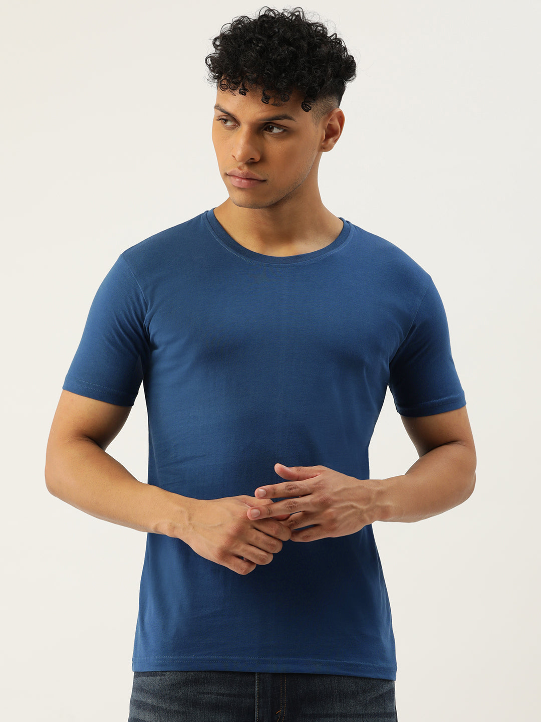 Plain Teal Blue Half Sleeves T-Shirt