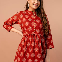 Top – Mandarin Collar, 3/4 Sleeves, Flattering Fit (Sizes S–XXL)