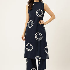 Floral Sleeveless Cotton Co-Ord Set with Choker Neckline – Pure Cotton | Sizes S–XXL