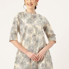 Printed Mandarin Shirt – Casual & Chic
