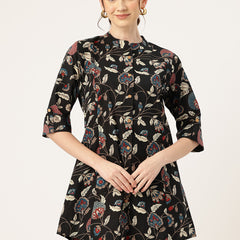 Printed Mandarin Shirt – Casual & Chic