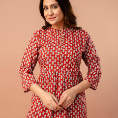 Top – Mandarin Collar, 3/4 Sleeves, Flattering Fit (Sizes S–XXL)