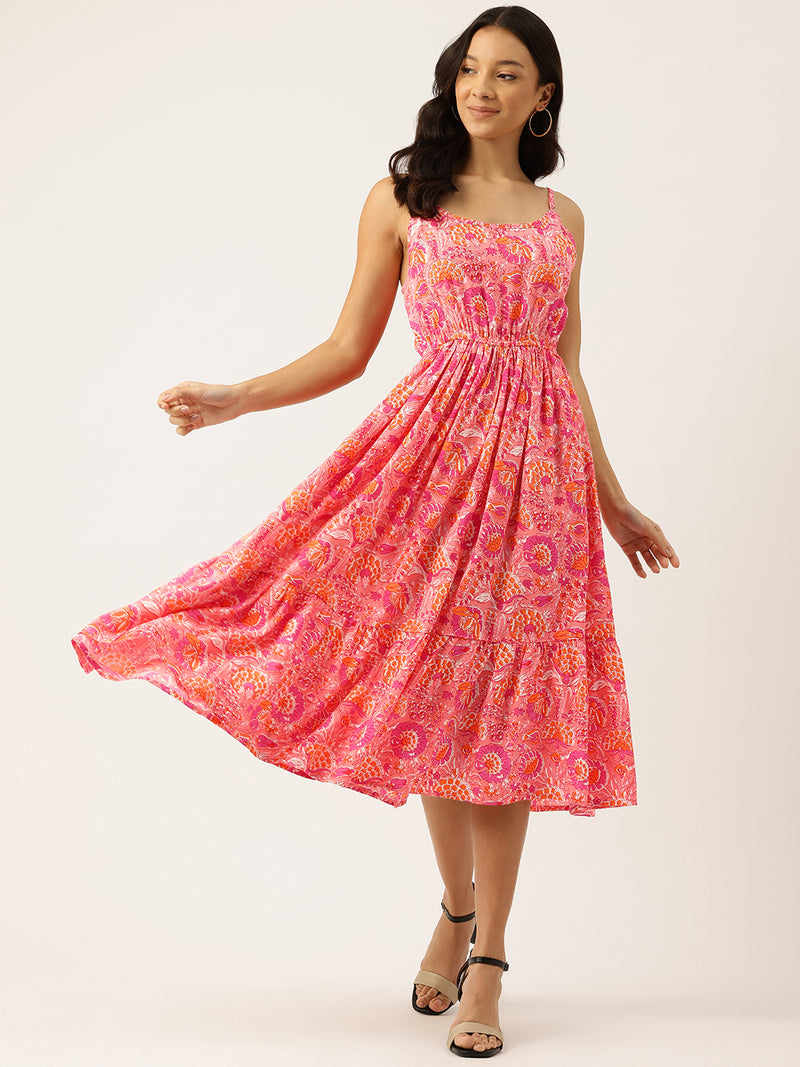 Women’s Floral Print Rayon Flared Dress | Soft & Lightweight | Casual Fit | Sizes XS–XXL