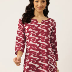 3/4 Sleeve Round Neck Vcut top Maroon Colour