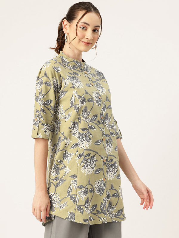 Printed Mandarin Shirt – Casual & Chic