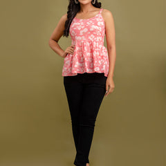 Floral Print Cotton Peplum Top