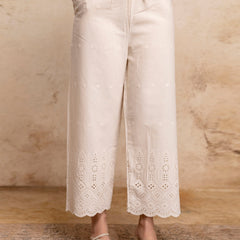 Women’s Cotton Embroidered Wide-Leg Palazzos | Soft, Breathable & Elegant