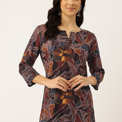 3/4 Sleeve Round Neck Vcut top Multi Colour