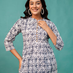 Tunic – Mandarin Collar, 3/4 Sleeves, Flattering Fit (Sizes S–XXL)