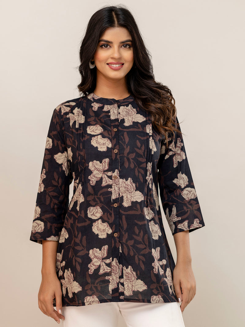 Elegant Mandarin Collar Printed Tunic – Stylish & Comfortable, Sizes