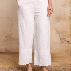 Graceful Rayon Embroidered Palazzos with Elegant Wide-Leg Fit