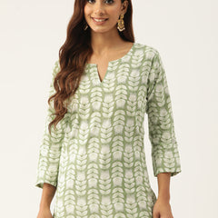 Cotton Printed V-Neck Short Kurti