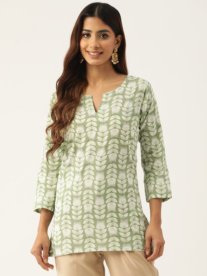 Feranoid Cotton Printed V-Neck Short 3/4 Sleeve Kurti FRKT6325