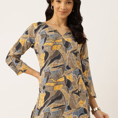 3/4 Sleeve Round Neck Vcut top Multi1 Colour