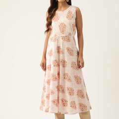 Cotton Printed Sleeveless A-Line Flared Kurti