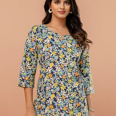 Elegant Printed Short Kurti – Soft Cotton, Everyday Style, Sizes S–XXL.