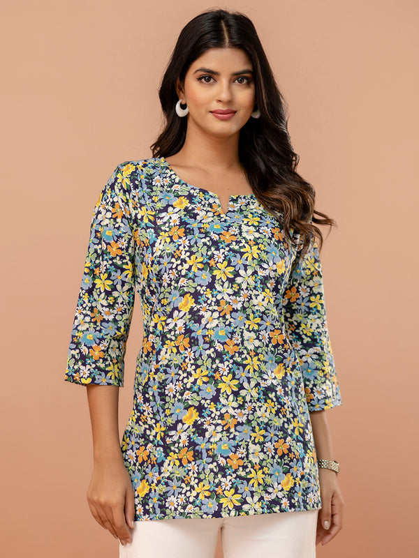Elegant Printed Short Kurti – Soft Cotton, Everyday Style, Sizes S–XXL.