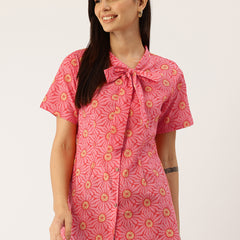 Elegant Bow Collar Cotton Shirt for Women - Stylish & Comfortable