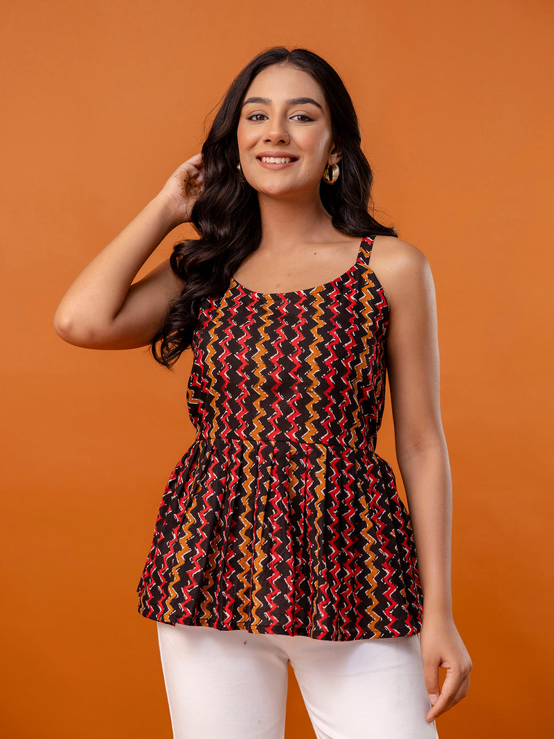 Strappy Peplum Top – Flattering Fit, All-Day Comfort, Sizes XS–XXL.