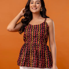 Strappy Peplum Top – Flattering Fit, All-Day Comfort, Sizes XS–XXL.