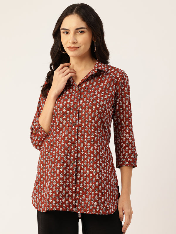 Versatile Collared Shirt with 3/4 Sleeves for Women – Elegant & Casual
