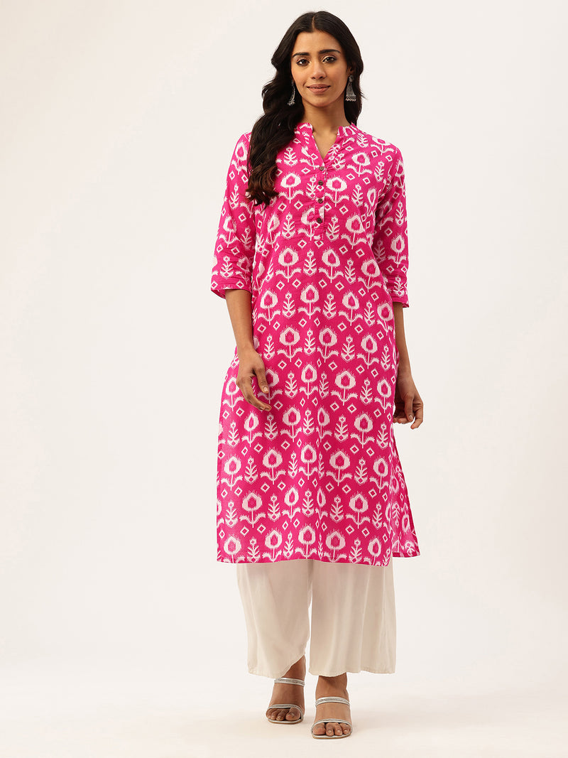 Graceful Long Kurta with 3/4 Sleeves and Button accents A Perfect Fusion of Comfort and Style