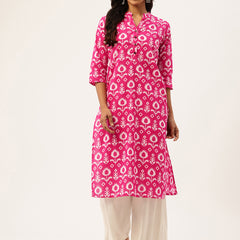 Graceful Long Kurta with 3/4 Sleeves and Button accents A Perfect Fusion of Comfort and Style