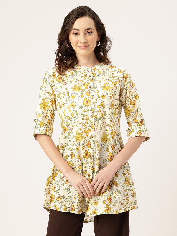 Printed Mandarin Shirt – Casual & Chic