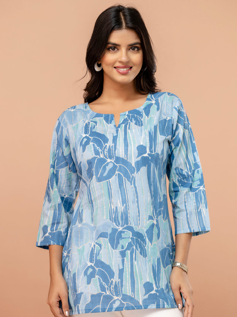 Elegant Printed Short Kurti – Soft Cotton, Everyday Style, Sizes S–XXL.