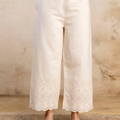 Women’s Cotton Embroidered Wide-Leg Palazzos | Soft, Breathable & Elegant