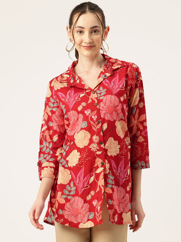 Versatile Collared Shirt with 3/4 Sleeves for Women – Elegant & Casual