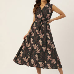 Floral Wrap Angrakha Dress – Lightweight Sleeveless Cotton Perfection