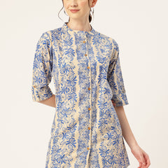 Printed Mandarin Shirt – Casual & Chic