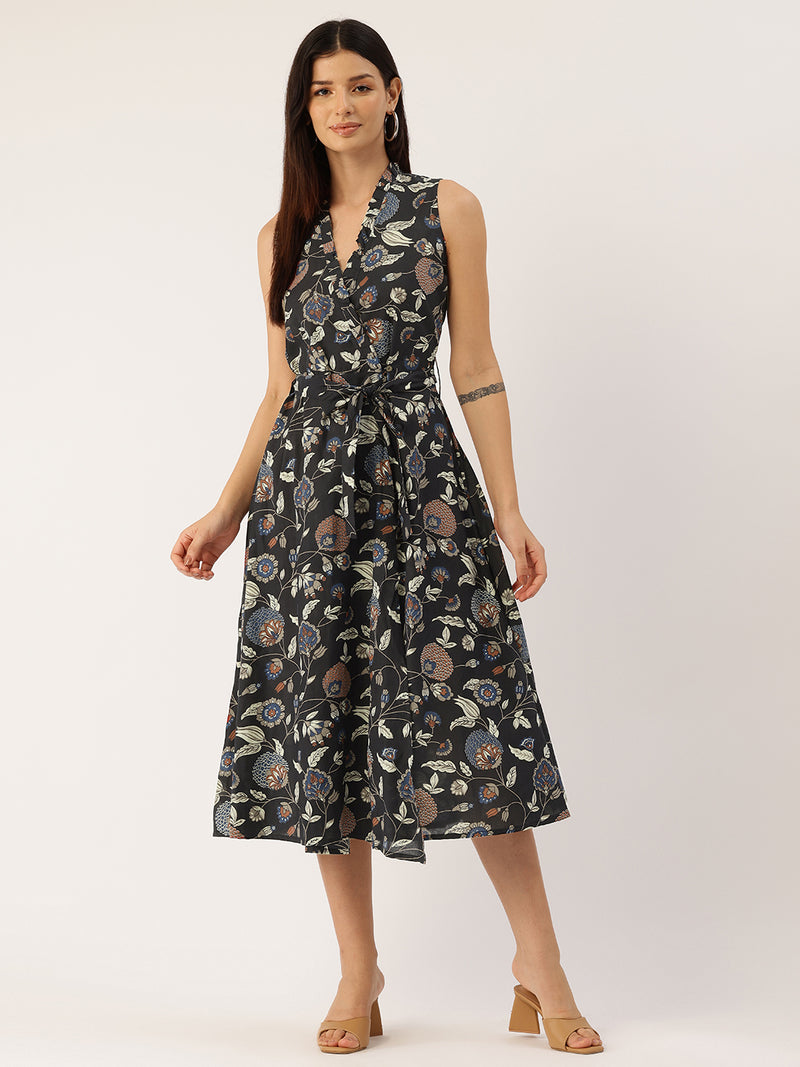 Floral Wrap Angrakha Dress – Lightweight Sleeveless Cotton Perfection
