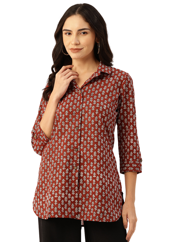 Versatile Collared Shirt with 3/4 Sleeves for Women – Elegant & Casual