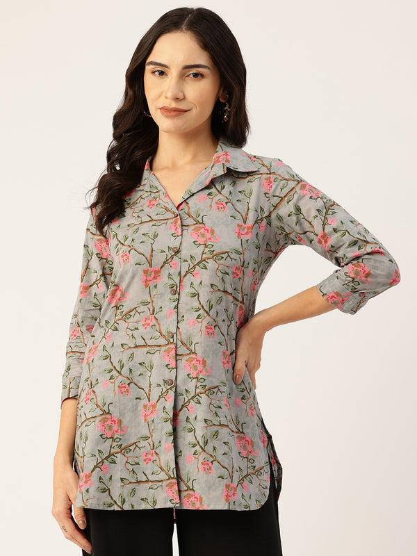 Versatile Collared Shirt with 3/4 Sleeves for Women – Elegant & Casual