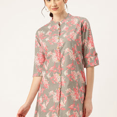 Printed Mandarin Collar top – Casual & Chic
