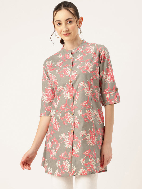 Printed Mandarin Collar top – Casual & Chic