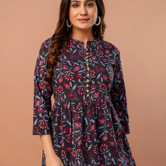 Top – Mandarin Collar, 3/4 Sleeves, Flattering Fit (Sizes S–XXL)