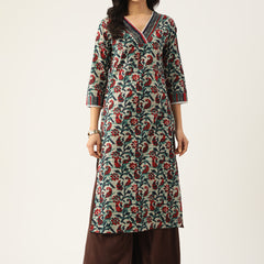 Cotton Printed V-Neck Kurti