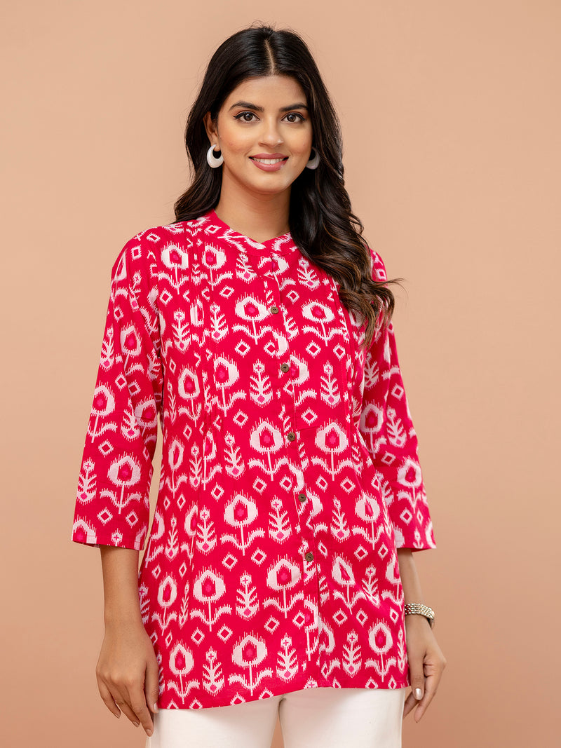 Elegant Mandarin Collar Printed Tunic – Stylish & Comfortable, Sizes