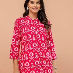 Elegant Mandarin Collar Printed Tunic – Stylish & Comfortable, Sizes