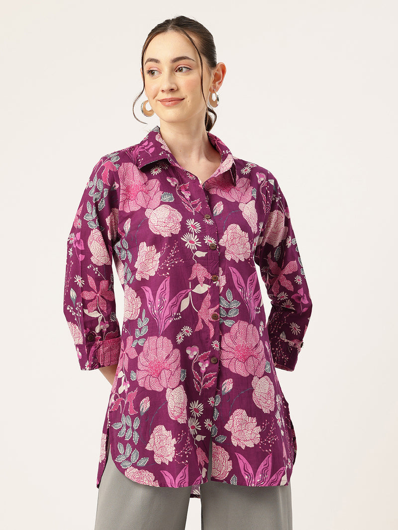 Versatile Collared Shirt with 3/4 Sleeves for Women – Elegant & Casual