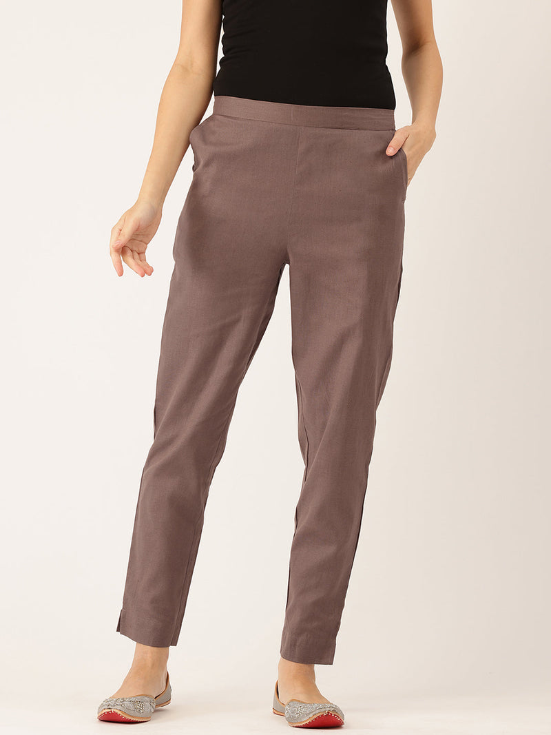 Cotton Pants - Double Pockets, Adjustable Waist, and Ankle-Length Fit