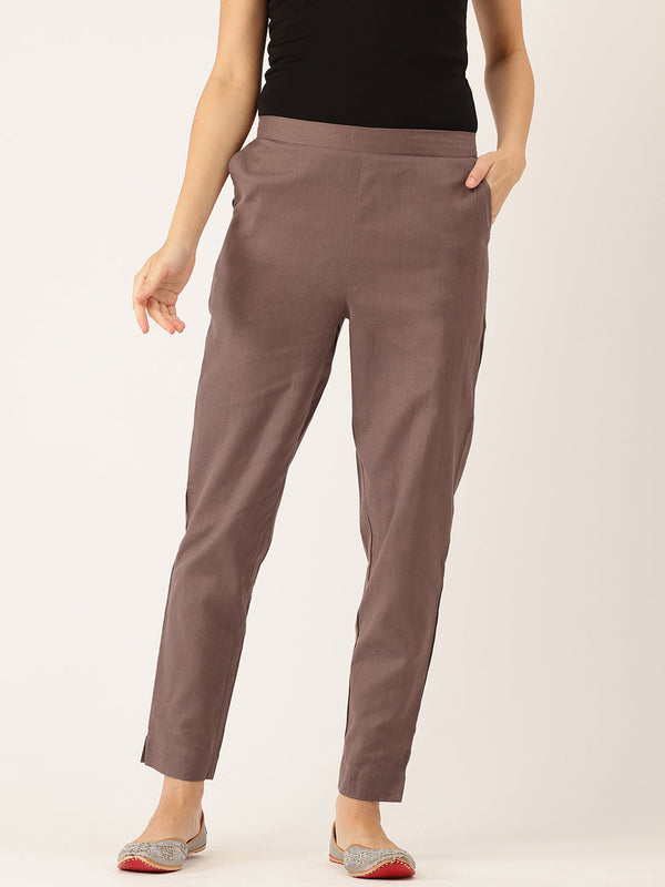 Cotton Pants - Double Pockets, Adjustable Waist, and Ankle-Length Fit