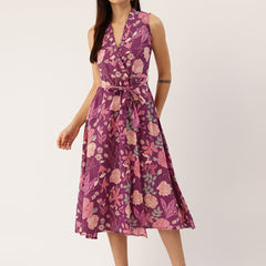 Floral Wrap Angrakha Dress – Lightweight Sleeveless Cotton Perfection