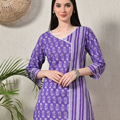 Graceful Wrap-Style Angrakha Cotton Kurti for Everyday Wear