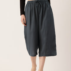 Women's Culottes | Calf-Length Pants with Double Pockets & Elastic Waistband